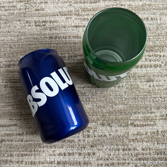 ABSOLUT VODKA NEW BLUE (1) & GREEN (1) GLASS 12 OZ "CAN SHAPED" DRINKING GLASSES - Picture 5 of 12